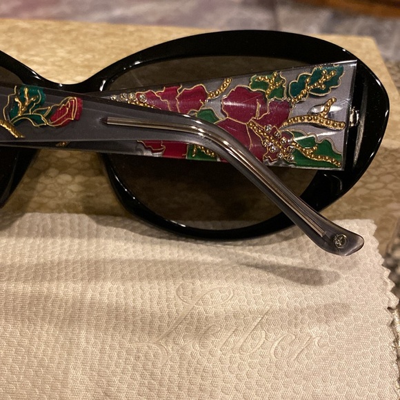 Judith Lieber Handmade in Italy Crystal Encrusted ShinyBlackRed Green Sunglasses main image 11